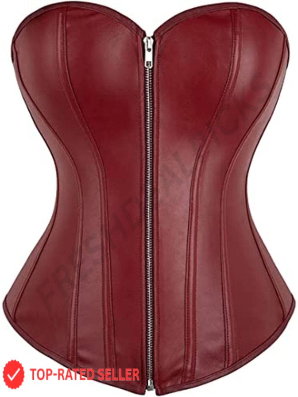 Faux Leather Corset Top Steampunk Bustier Zipper Cosplay Costume